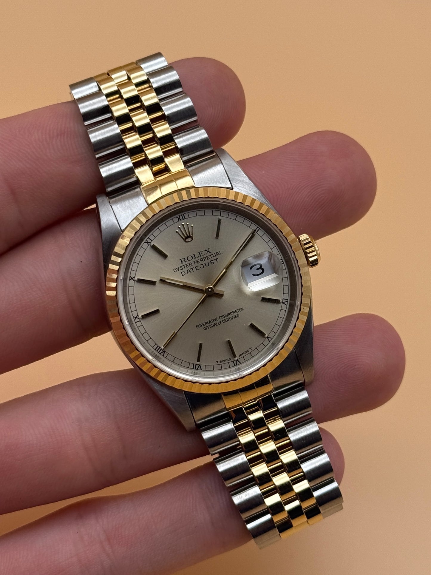 Rolex DateJust Champange 16233 S Serial Watch Only