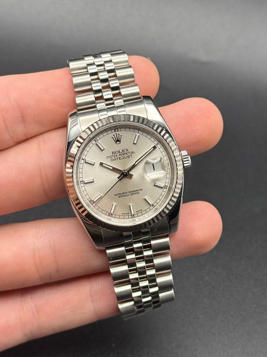 Rolex DateJust 116234 Super Jubilee Silver Index Z Serial Watch Only